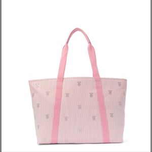 Victorias Secret Heritage Tote Pink And White Stripe Bling